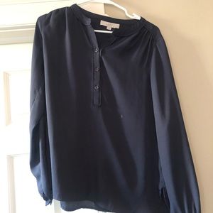 Gray silk long sleeve blouse